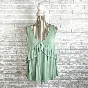 Cherish Sea Foam Green Ruffled Tank Top Size Small